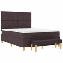 Box spring seng med hovedgærde Mørkebrun 190 x 140 cm Stof