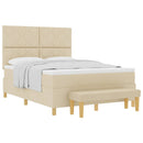 Box spring seng med hovedgærde Creme 190 x 140 cm Stof