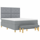 Box spring seng med pude Lysegrå 200 x 140 cm Stof