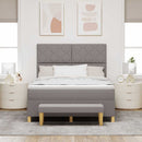 Box spring seng med pude Gråbrun 200 x 140 cm Stof