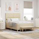 Box spring seng med pude med hovedgærde Creme 200 x 140 cm Stof