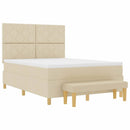 Box spring seng med pude med hovedgærde Creme 200 x 140 cm Stof
