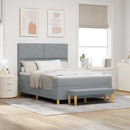 Box spring seng med pude Lysegrå 200 x 160 cm Stof