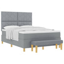 Box spring seng med pude Lysegrå 200 x 160 cm Stof