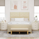 Box spring seng med pude med hovedgærde Creme 200 x 160 cm Stof