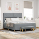 Box spring seng med hovedgærde Lysegrå 200 x 180 cm Stof