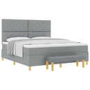 Box spring seng med hovedgærde Lysegrå 200 x 180 cm Stof