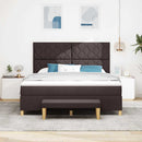 Box spring seng med hovedgærde Mørk Brun 200 x 180 cm Stof