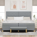 Box spring seng med pude Lysegrå 200 x 200 cm Stof
