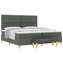 Box spring seng med hovedgærde Mørkegrå 200 x 200 cm Stof