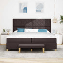 Box spring seng med hovedgærde Mørk Brun 200 x 200 cm Stof