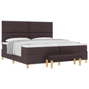 Box spring seng med hovedgærde Mørk Brun 200 x 200 cm Stof