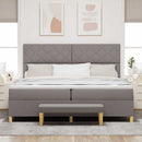 Box spring seng med pude Gråbrun 200 x 200 cm Stof