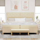 Box spring seng med hovedgærde Creme 200 x 200 cm Stof