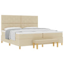 Box spring seng med hovedgærde Creme 200 x 200 cm Stof