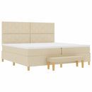 Box spring seng med hovedgærde Creme 200 x 200 cm Stof