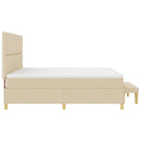 Box spring seng med hovedgærde Creme 200 x 200 cm Stof