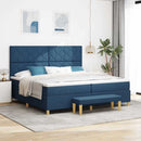 Box spring seng med hovedgærde Blå 200 x 200 cm Stof