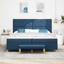 Box spring seng med hovedgærde Blå 200 x 200 cm Stof