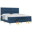 Box spring seng med hovedgærde Blå 200 x 200 cm Stof