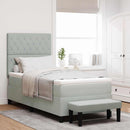 Box spring seng med hovedgærde Lysegrå 200 x 90 cm Fløjl