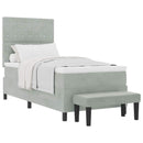 Box spring seng med hovedgærde Lysegrå 200 x 90 cm Fløjl