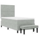 Box spring seng med hovedgærde Lysegrå 200 x 90 cm Fløjl