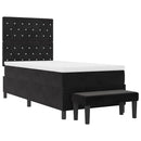 Box spring seng med hovedgærde Sort 200 x 90 cm Fløjl