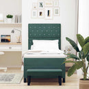 Box spring seng med hovedgærde Mørkegrøn 200 x 90 cm Fløjl