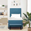 Box spring seng med hovedgærde Mørkeblå 200 x 90 cm Fløjl