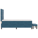 Box spring seng med hovedgærde Mørkeblå 200 x 90 cm Fløjl