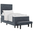 Box spring seng med hovedgærde Mørkegrå 200 x 100 cm Fløjl
