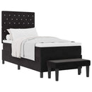 Box spring seng med pude med hovedgærde Sort 200 x 100 cm Fløjl