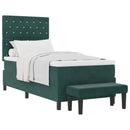 Box spring seng med pude Mørkegrøn 200 x 100 cm Fløjl