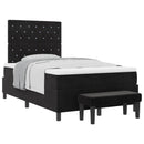 Box spring seng med pude med hovedgærde Sort 190 x 120 cm Fløjl