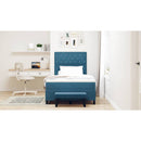 Box spring seng med hovedgærde Mørkeblå 190 x 120 cm Fløjl