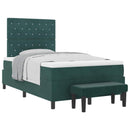 Box spring seng med hovedgærde Mørkegrøn 200 x 120 cm Fløjl