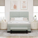 Box spring seng med hovedgærde Lysegrå 190 x 140 cm Fløjl