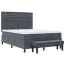 Box spring seng med hovedgærde Mørkegrå 190 x 140 cm Fløjl