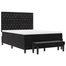 Box spring seng med hovedgærde Sort 200 x 140 cm Fløjl