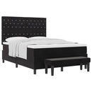 Box spring seng med hovedgærde Sort 200 x 160 cm Fløjl