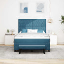 Box spring seng med hovedgærde Mørkeblå 200 x 160 cm Fløjl