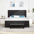 Box spring seng med hovedgærde Sort 200 x 180 cm Fløjl