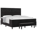 Box spring seng med hovedgærde Sort 200 x 180 cm Fløjl