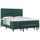 Box spring seng med hovedgærde Mørkegrøn 200 x 180 cm Fløjl