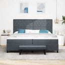 Box spring seng med madras Mørkegrå 200 x 200 cm Fløjl