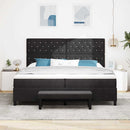 Box spring seng med madras Sort 200 x 200 cm Fløjl