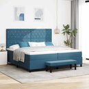 Box spring seng med madras Mørkeblå 200 x 200 cm Fløjl