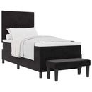 Box spring seng med pude med hovedgærde Sort 190 x 90 cm Fløjl