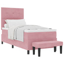 Box spring seng med pude Lyserød 190 x 90 cm Fløjl